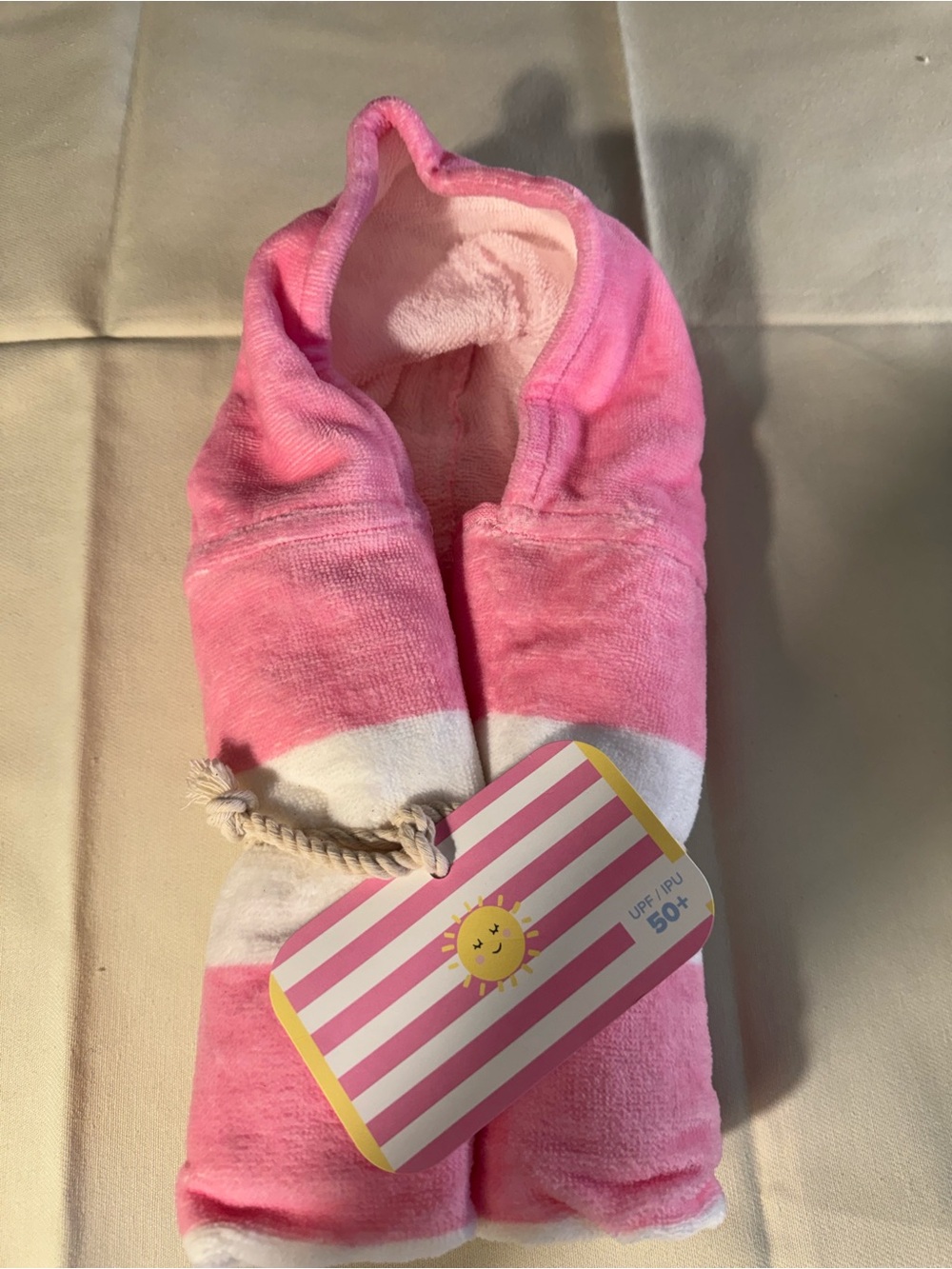 Pink and White Striped Hooded Towel Wrap